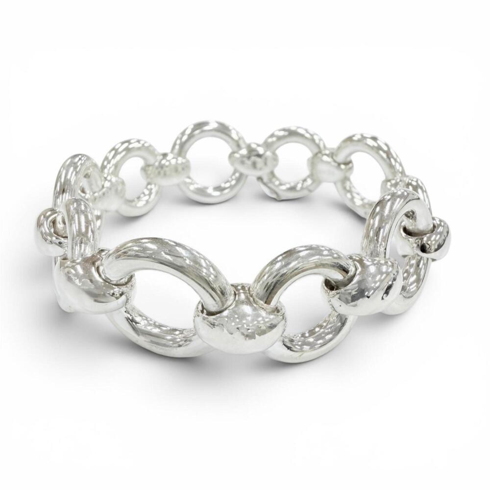 HERMES Vintage Frontaire Bracelet, SV925 Bangle, Silver, Weight 55.2g, Women's.